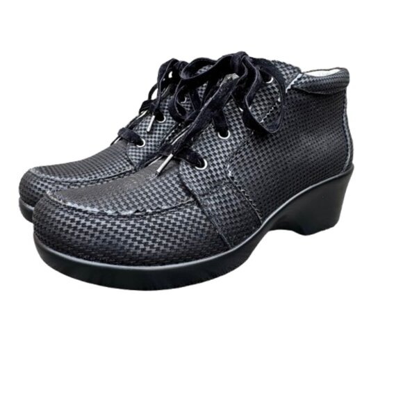 Alegria Elsa Ankle Boots US 10 Euro Sz 40 Black Leather Houndstooth Mini ELS-773 - Picture 2 of 10